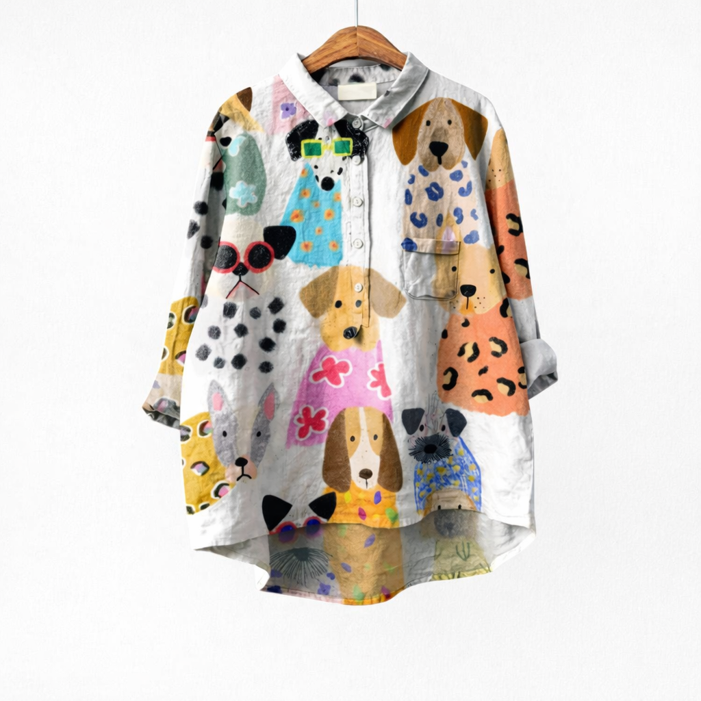 Elara · Blouse Élégante à Motif Canin avec Offre Spéciale