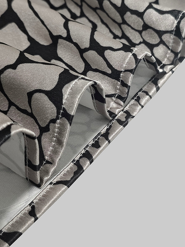 Elara · Chemisier Satiné à Motif Artistique