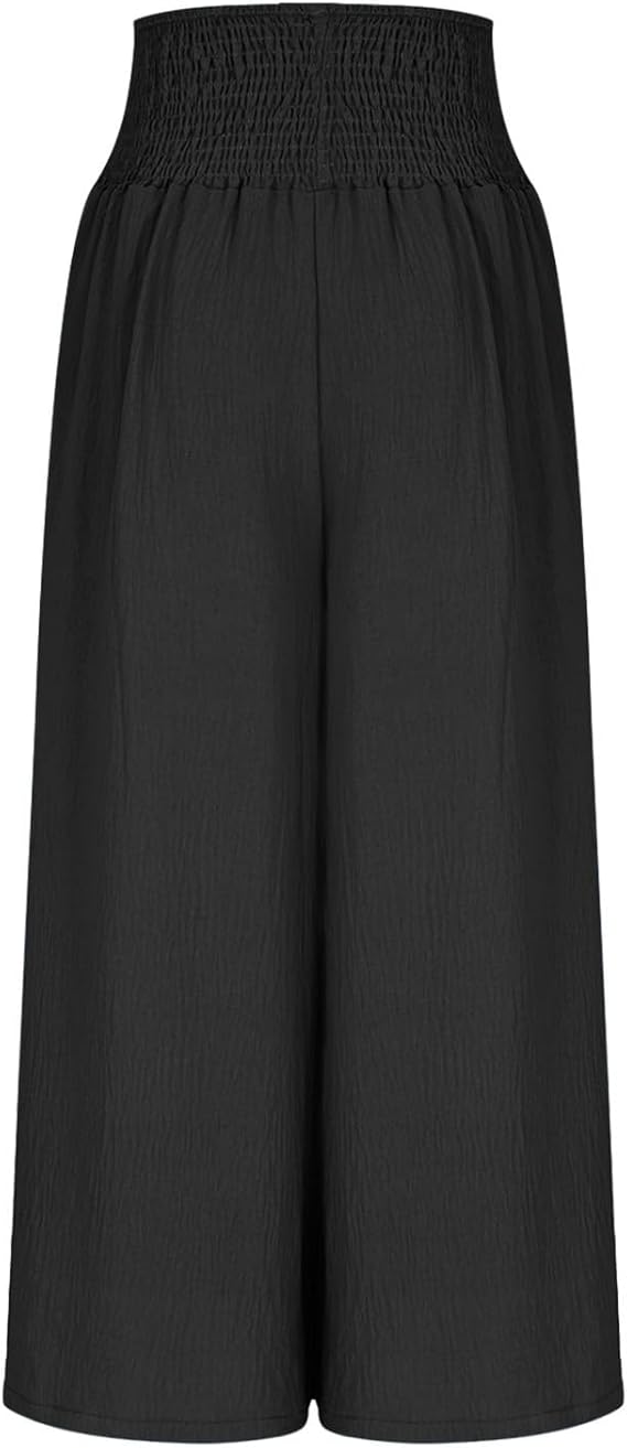 Elara · Pantalon large femme à taille smockée