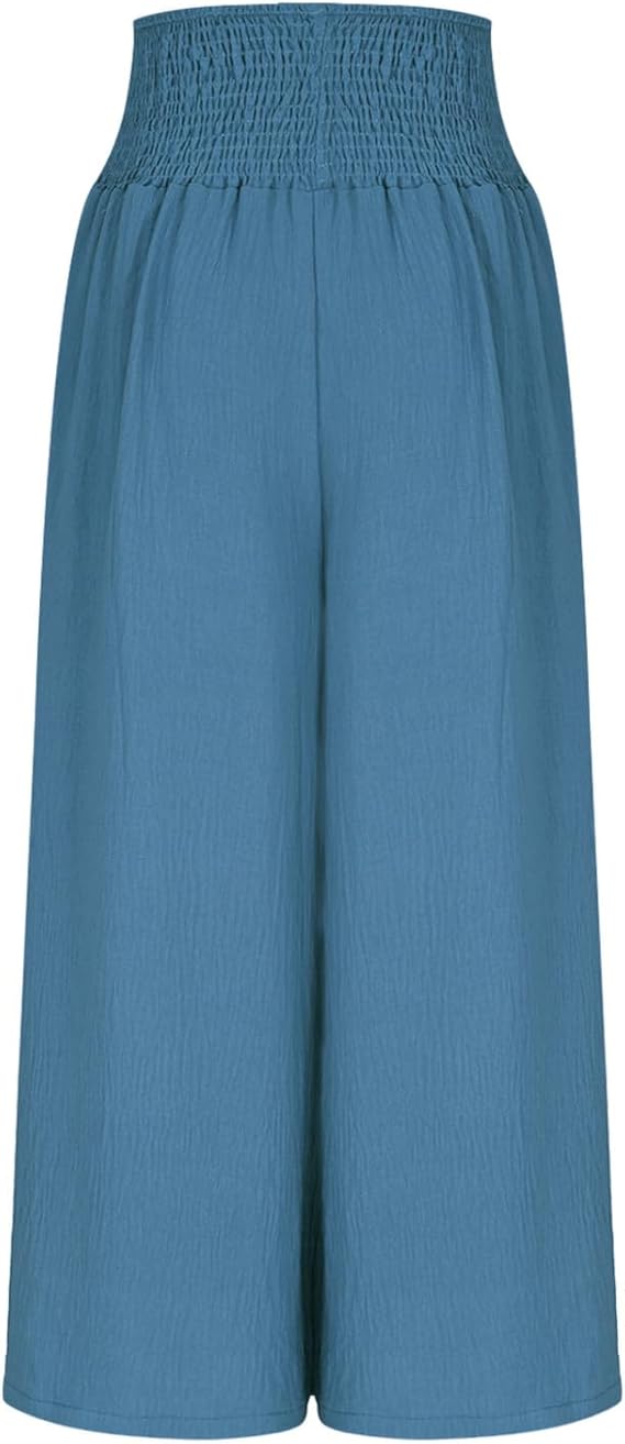 Elara · Pantalon large femme à taille smockée