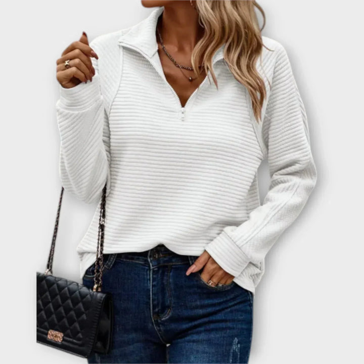 Elara · Pull Chic Décontracté à Col Zippé