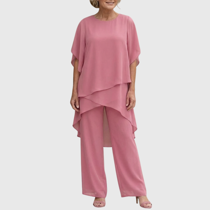 Elara · Ensemble élégant avec pantalon palazzo drapé