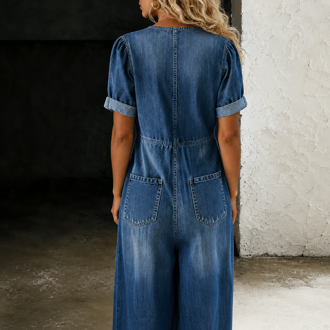 Maya | Salopette en Denim à Jambes Larges
