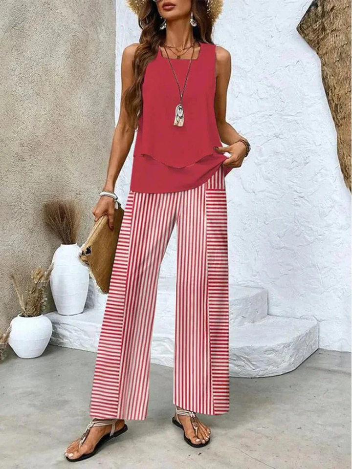 Elara · Ensemble Élégant sans Manches et Pantalon Ample