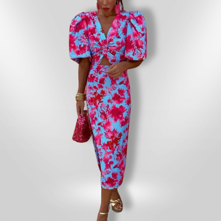 Oranit™ | Robe Colorée avec Manches Plissées
