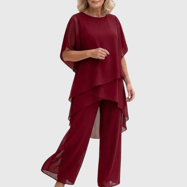 Elara · Ensemble élégant avec pantalon palazzo drapé