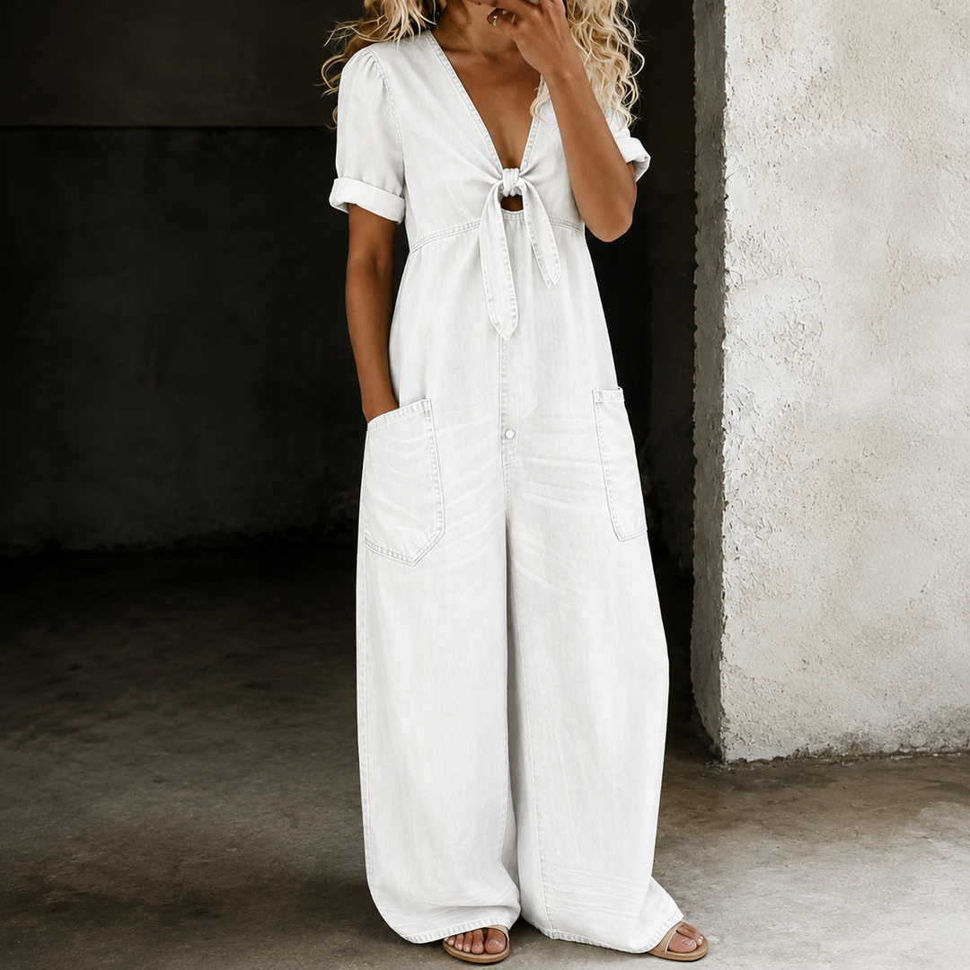 Maya | Salopette en Denim à Jambes Larges