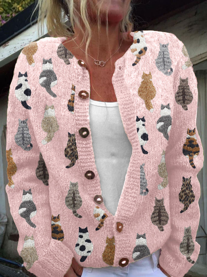 Elara® | Le Cardigan Imprimé de Chats