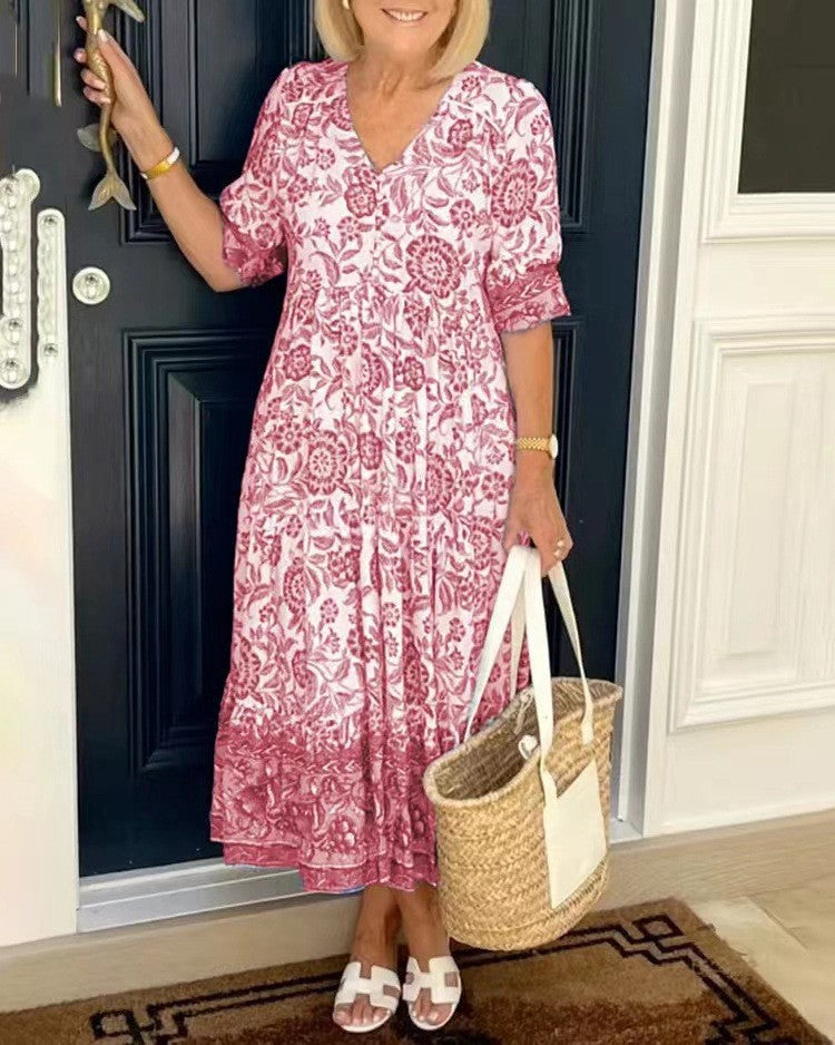Keisha | Robe Florale Élégante à Col V