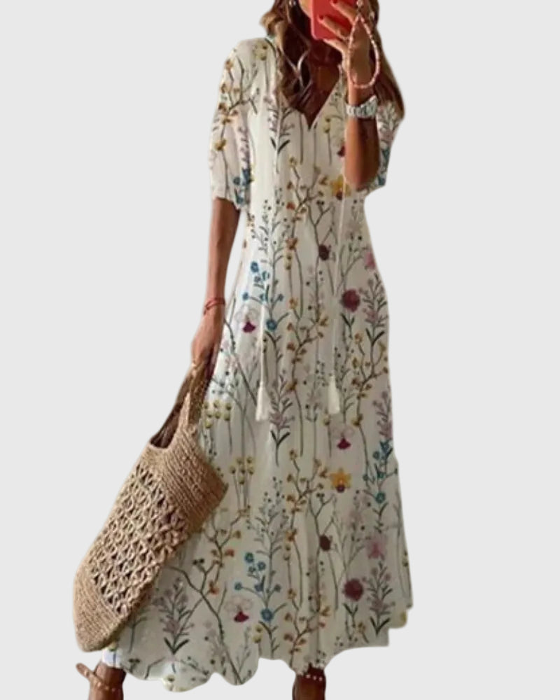 Amalia | Robe Maxi Vintage Boho d'Été