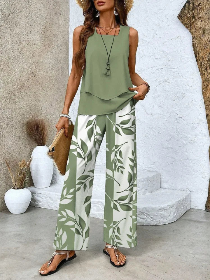 Elara · Ensemble Élégant sans Manches et Pantalon Ample