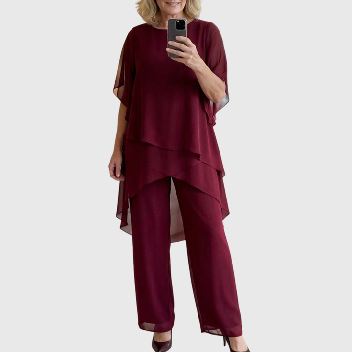 Elara · Ensemble élégant avec pantalon palazzo drapé