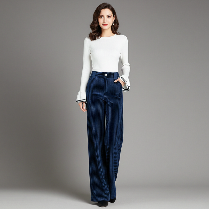 Elara · Pantalon en Velours Tricoté Taille Haute pour Femme