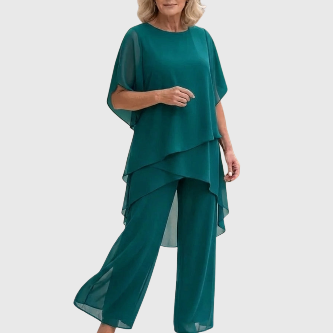 Elara · Ensemble élégant avec pantalon palazzo drapé