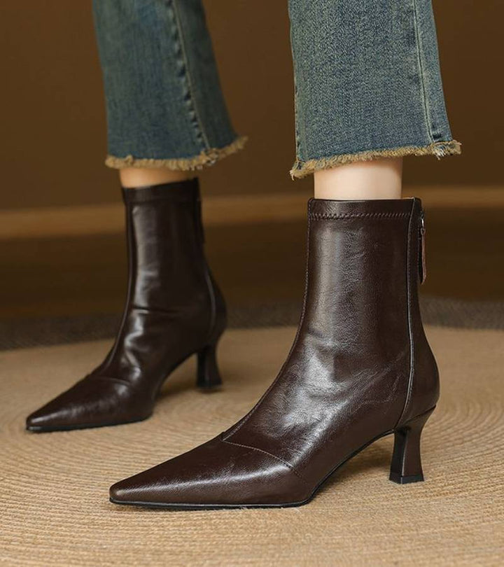 Elara · Bottines en cuir à talon raffiné