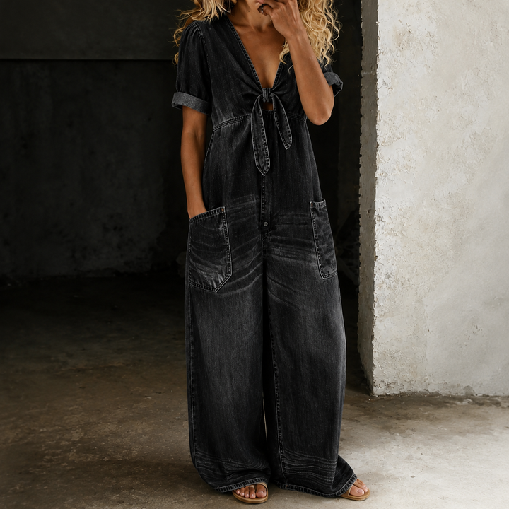 Maya | Salopette en Denim à Jambes Larges