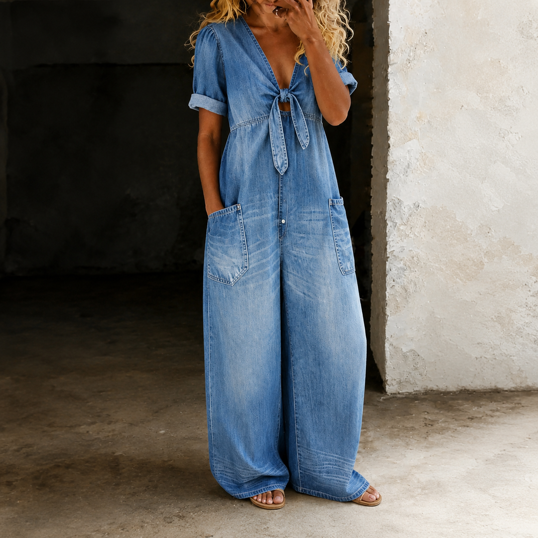 Maya | Salopette en Denim à Jambes Larges