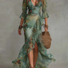 Aurora - robe longue florale boho avec ourlet asymétrique romantique