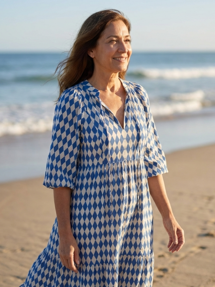 Elodie | Robe midi à imprimé diamant