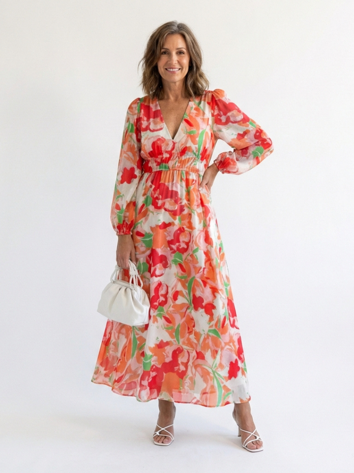 Althea | Robe Maxi Fleurie à Manches Longues