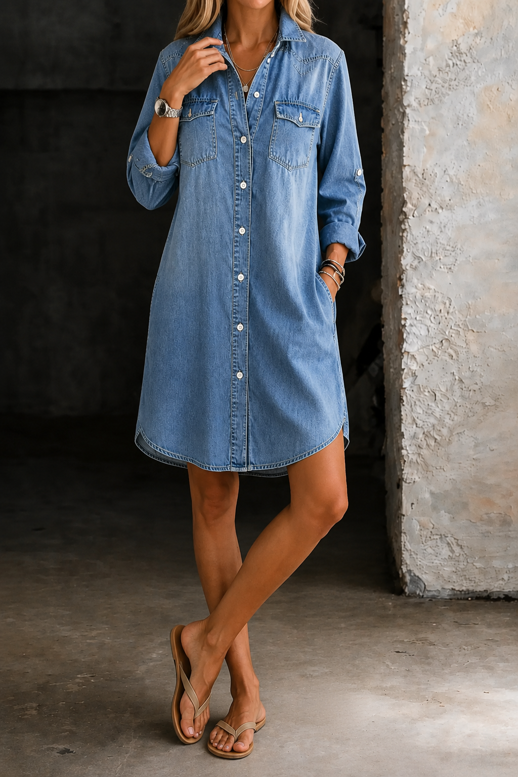 Donna | Robe chemise en jean décontractée et élégante