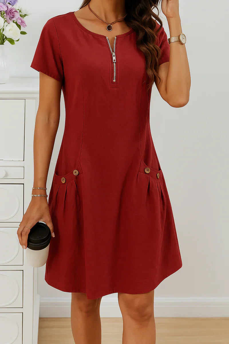 MARIELLA | Robe d'été avec fermeture éclair élégante, poches pratiques et confort quotidien
