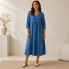 Melissa | Robe en denim à manches longues et col rond