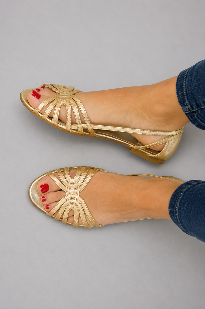 Eleonora | Sandales Dorées Lumière d'Été