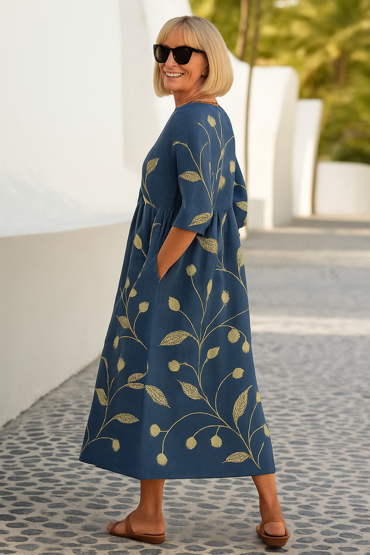 Elize - Robe Midi Détendue - Élégance Sans Effort, Confort Quotidien