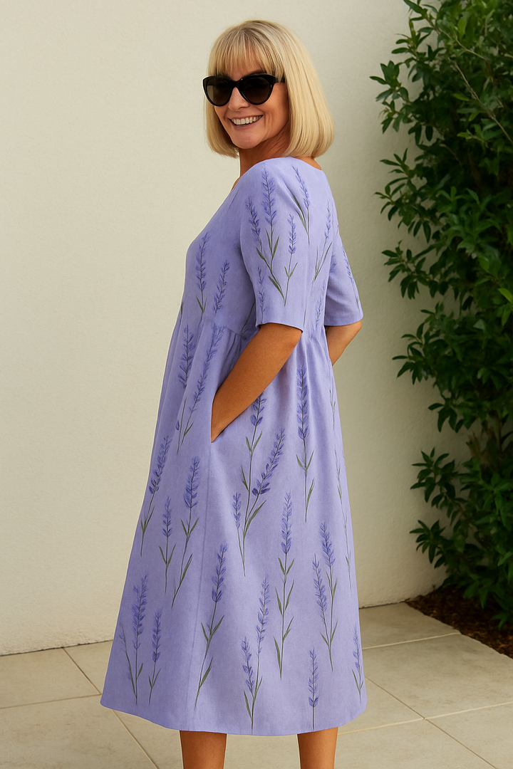 Elize - Robe Midi Détendue - Élégance Sans Effort, Confort Quotidien