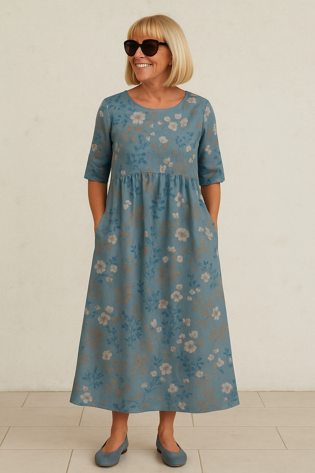 Elize - Robe Midi Détendue - Élégance Sans Effort, Confort Quotidien