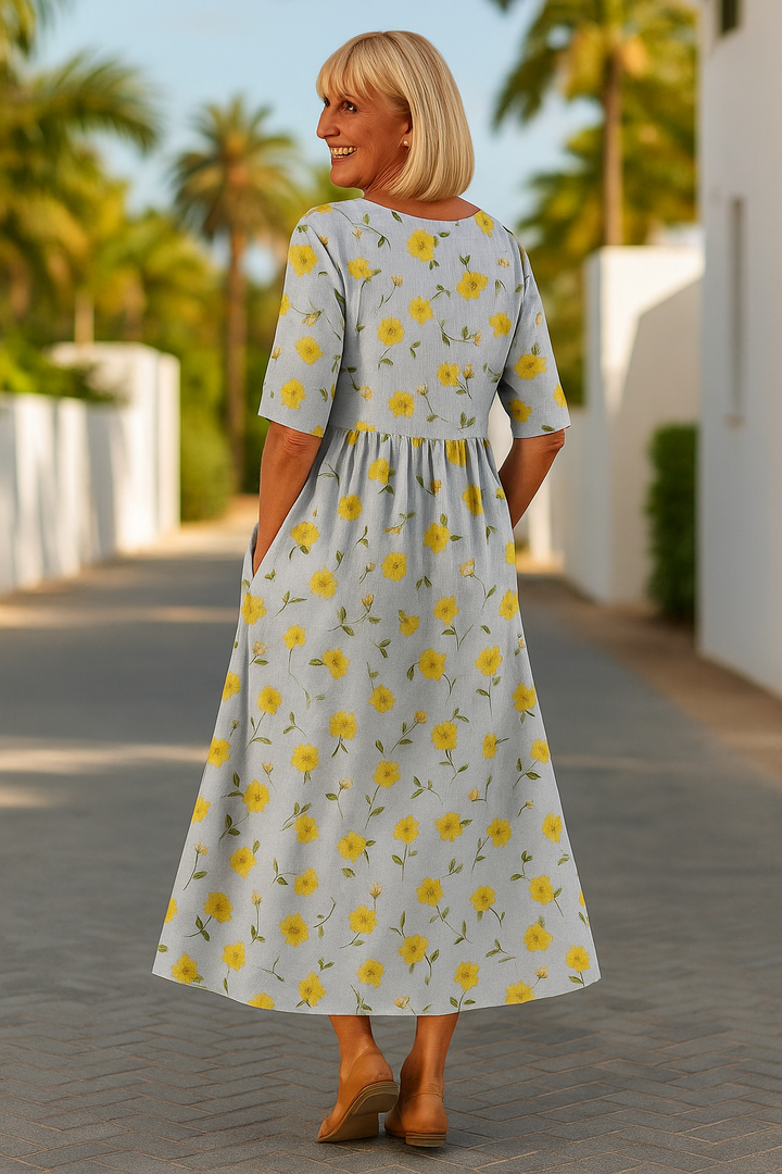 Elize - Robe Midi Détendue - Élégance Sans Effort, Confort Quotidien