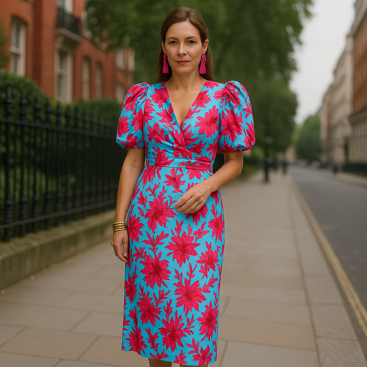 Oranit™ | Robe Colorée avec Manches Plissées