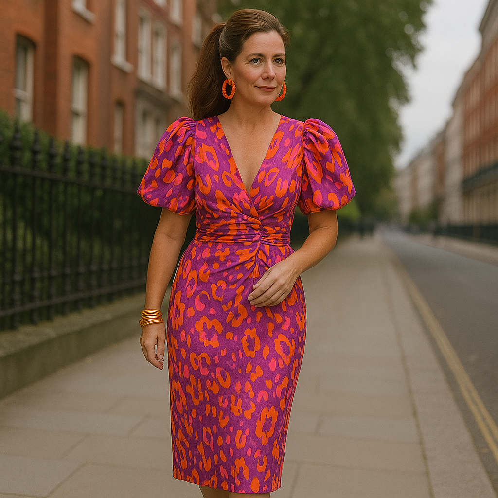 Oranit™ | Robe Colorée avec Manches Plissées