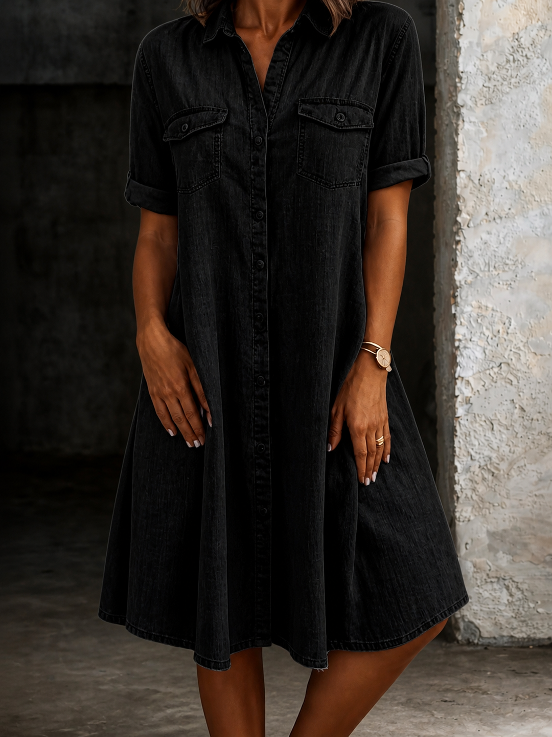 Patricia | Robe midi en denim décontractée