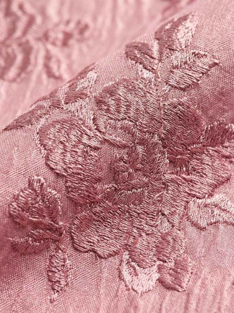 Xanthea | Robe chemise maxi à manches courtes et ceinture florale texturée