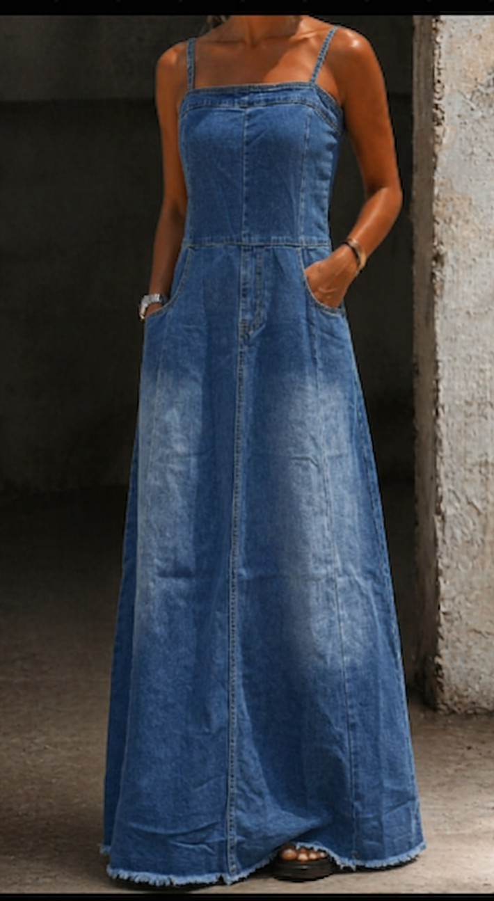 Savannah | Robe Maxi en Denim Vintage