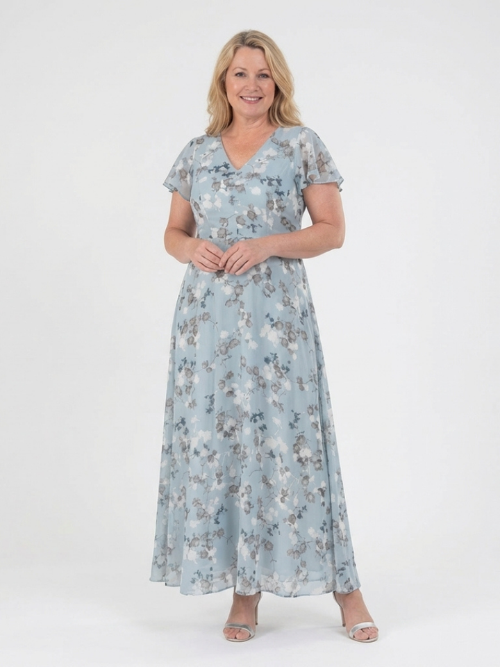 Ismeria | Robe Maxi en Chiffon Floral