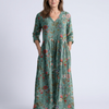 Marina | Robe Maxi à Manches Trois Quarts et Décolleté en V Floral
