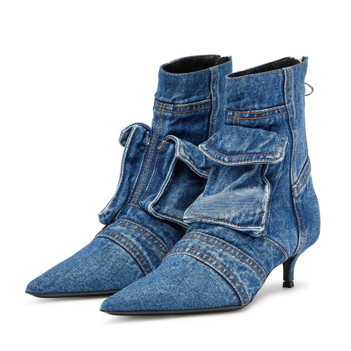 Vega - Bottines de design cargo en tissu denim