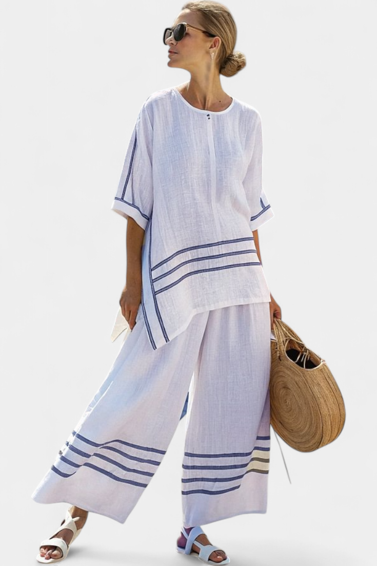 Wynric | Haut Asymétrique Rayé Sophistiqué & Pantalon Audacieux