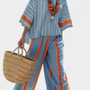 Velmere | Haut Rayé Terracotta Sophistiqué & Pantalons en Lin