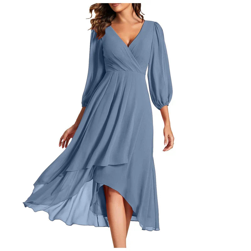 VITTORIA | Robe élégante avec ourlet asymétrique et manches fluides Look raffiné pour chaque occasion