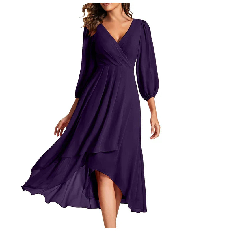 VITTORIA | Robe élégante avec ourlet asymétrique et manches fluides Look raffiné pour chaque occasion