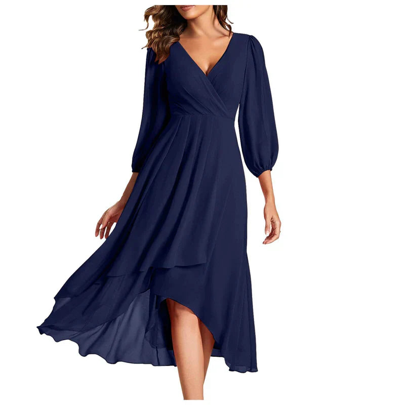 VITTORIA | Robe élégante avec ourlet asymétrique et manches fluides Look raffiné pour chaque occasion