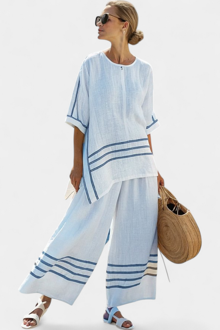 Wynric | Haut Asymétrique Rayé Sophistiqué & Pantalon Audacieux