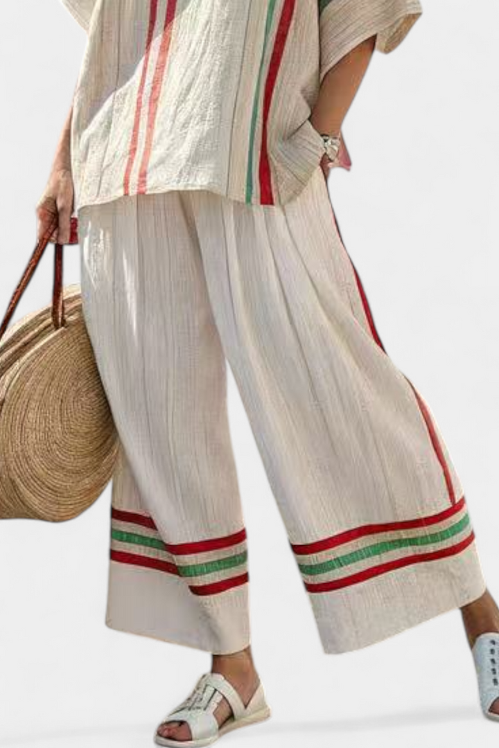 Truvane | Blouse Confortable à Imprimé Boho & Pantalons Amples