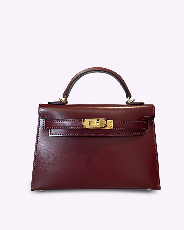 Elara · Élégant Mini Sac en Cuir Bordeaux