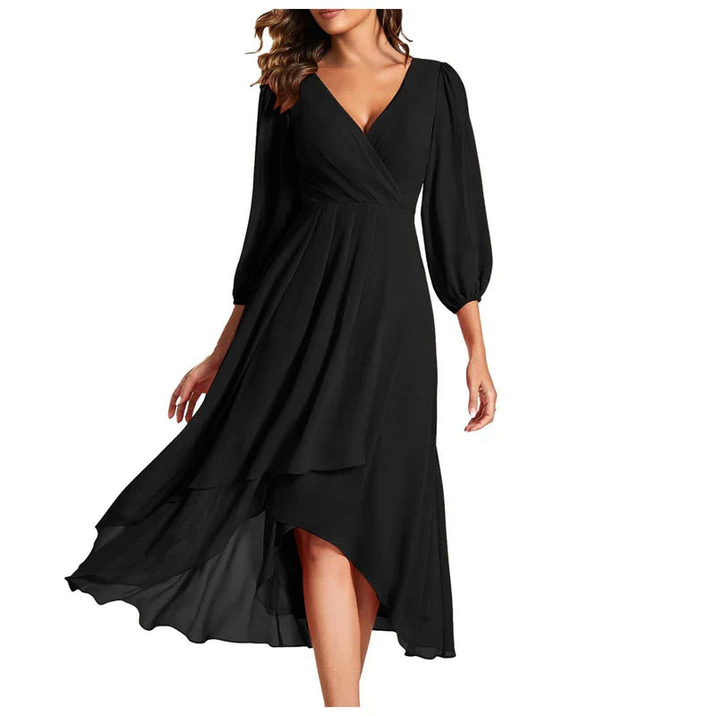 VITTORIA | Robe élégante avec ourlet asymétrique et manches fluides Look raffiné pour chaque occasion
