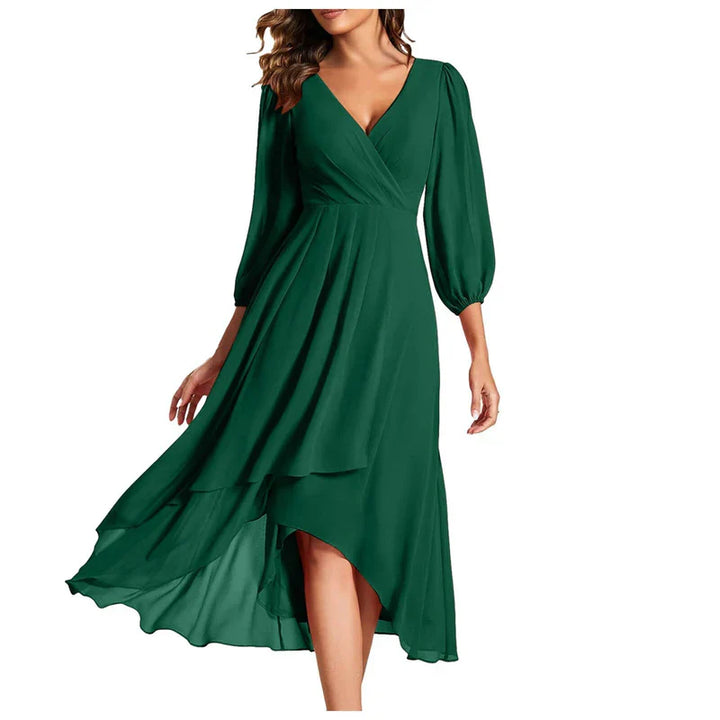 VITTORIA | Robe élégante avec ourlet asymétrique et manches fluides Look raffiné pour chaque occasion